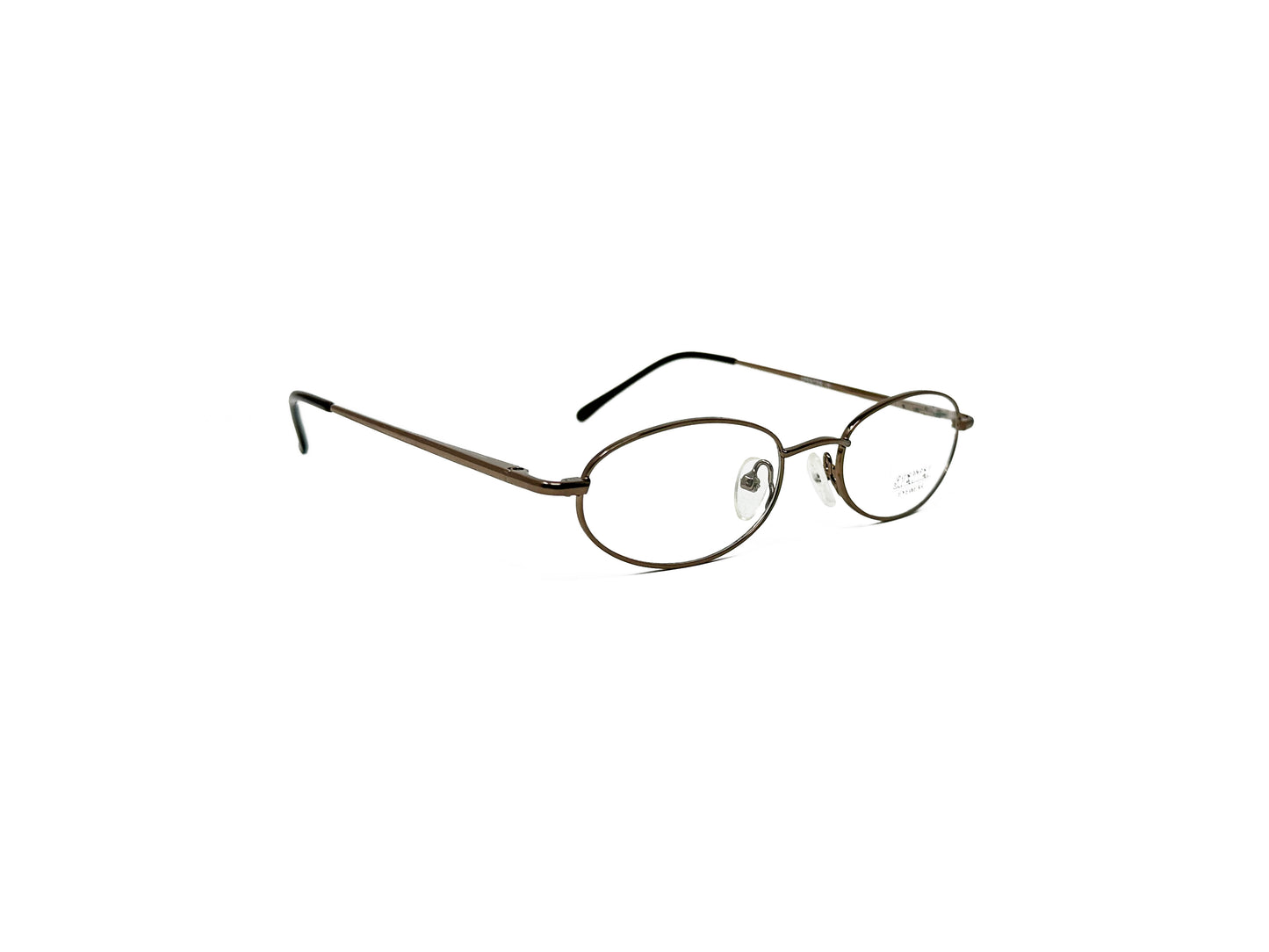 Spektek Eyewear metal oval optical frame. Model: 0503. Color: Brown. Side view.