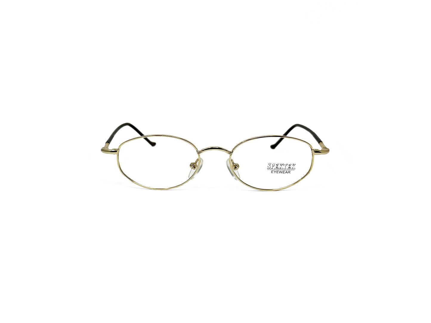 Spektek Eyewear angled oval optical frame. Model: 0530. GOL. Front view.