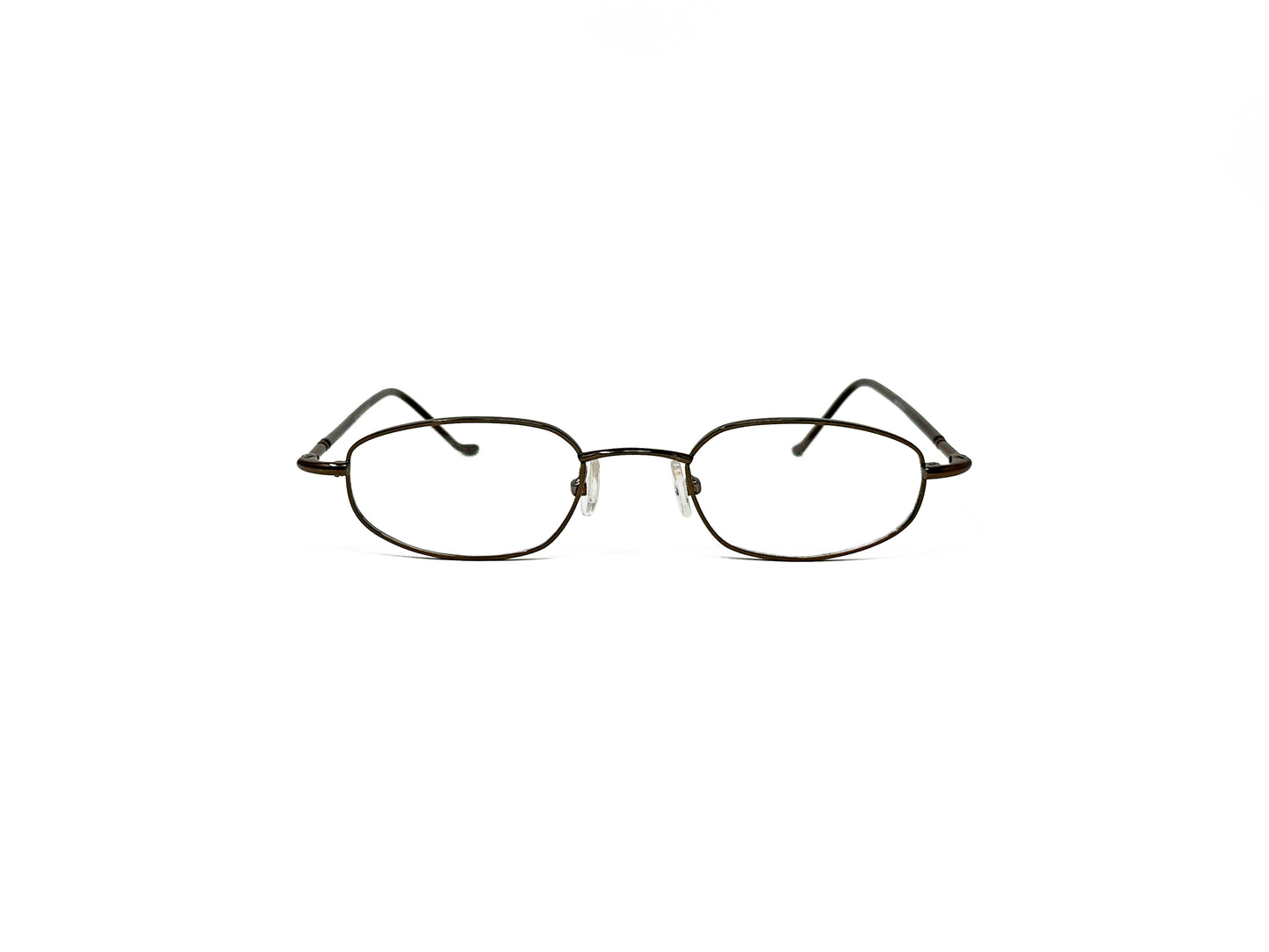 Spektek Eyewear angled oval optical frame. Model: 0537. Color: Brown. Front view.