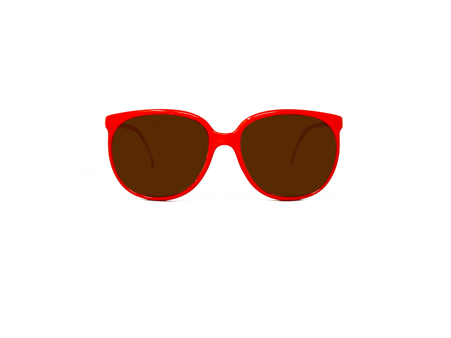 Sunjet oversized rounded sunglass. Model: 5243. Color: 32 - Red with brown lens. Front view.