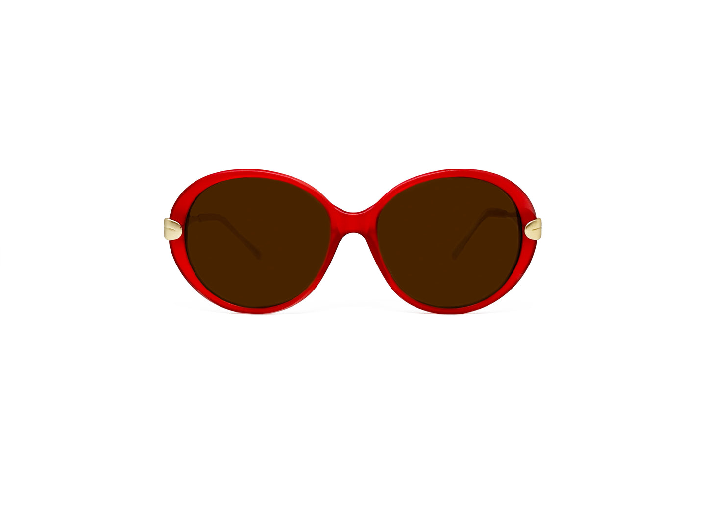 Ted Lapidus large, round acetate sunglass. Model: TL231. Color: 9814 - Red. Front view.