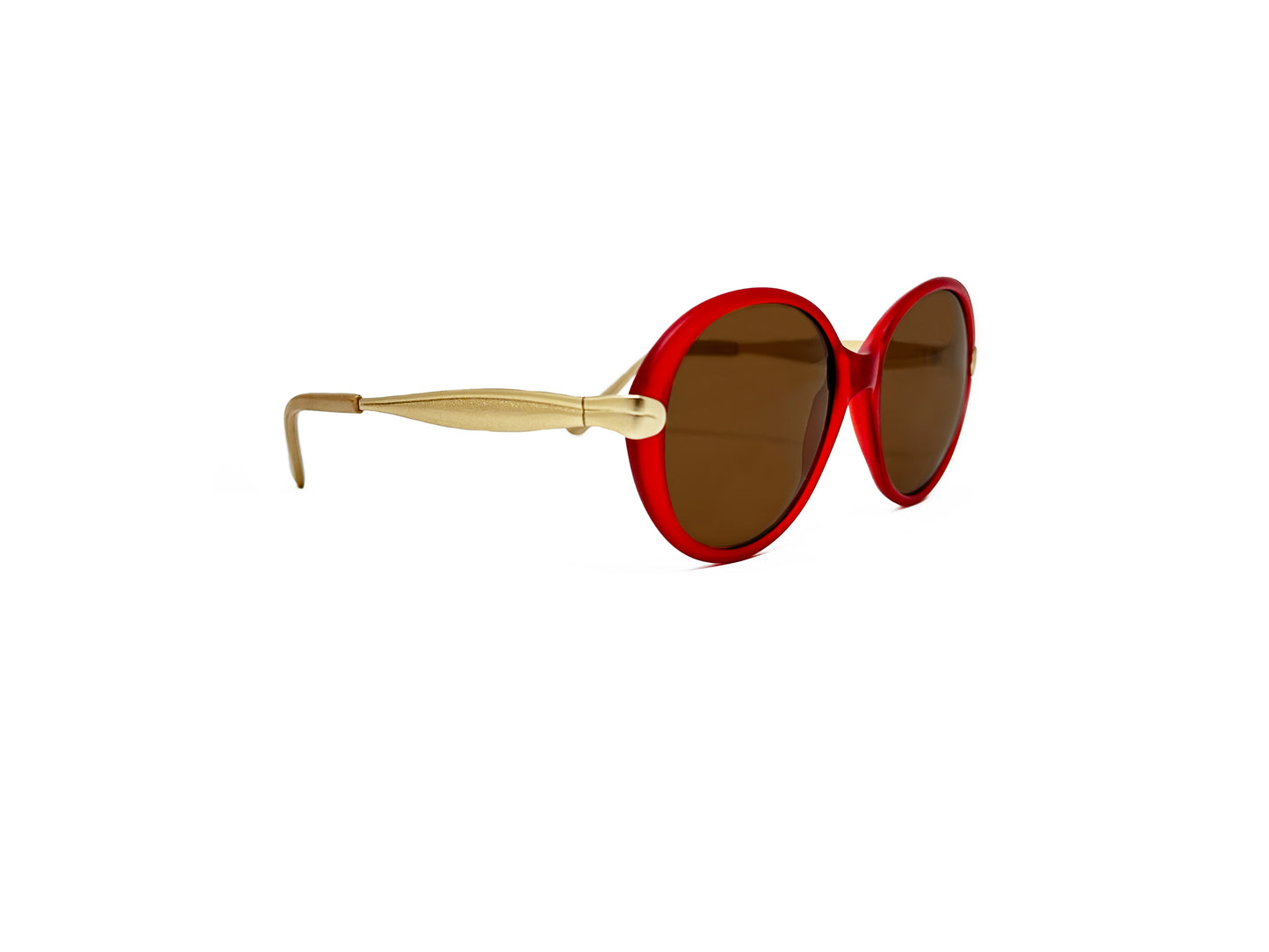 Ted Lapidus large, round acetate sunglass. Model: TL231. Color: 9814 - Red. Side view.