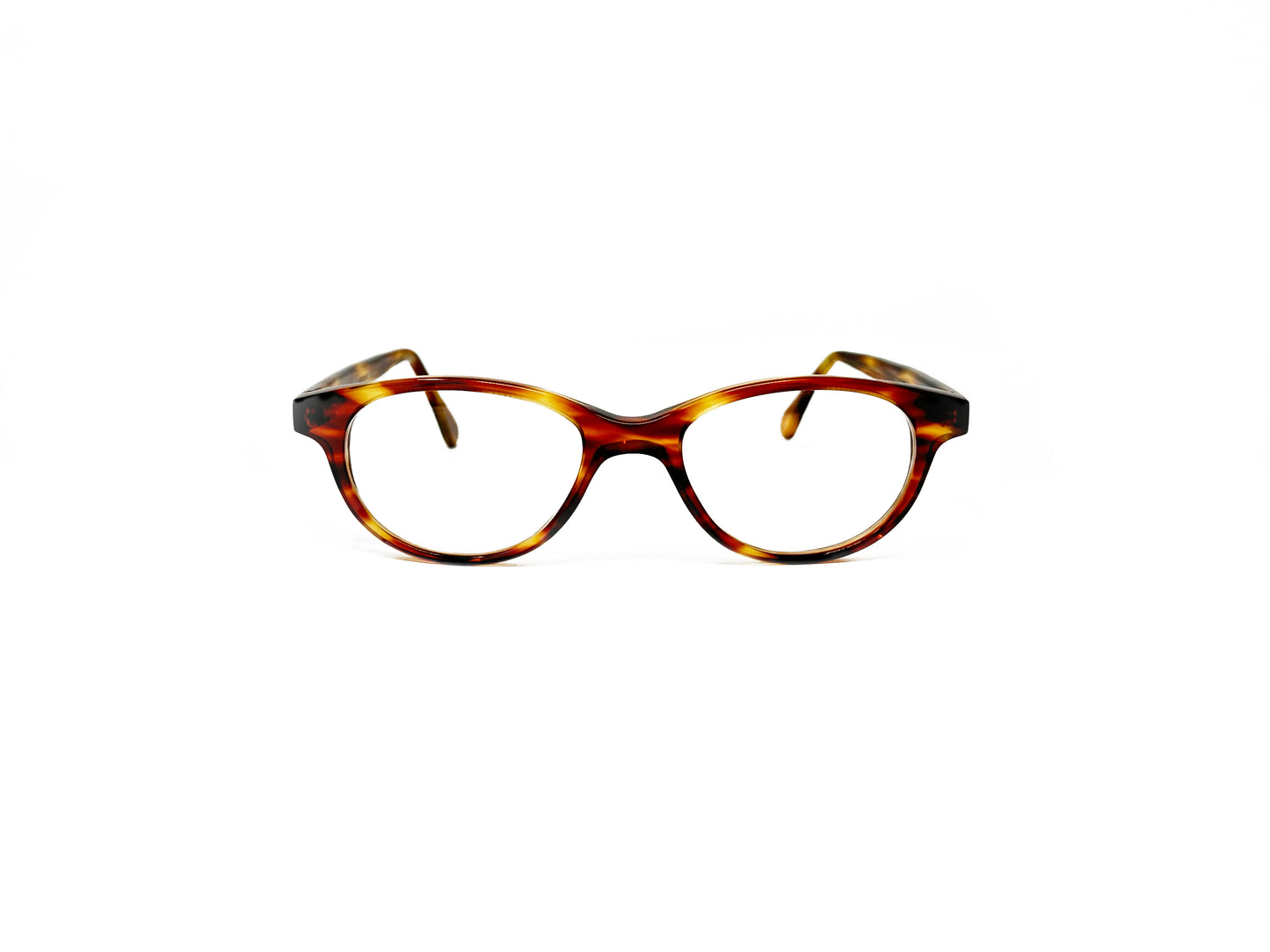 Viktlos slightly angular, oval, acetate optical frame. Model: 2810. Color: 2106 tortoise. Front view.