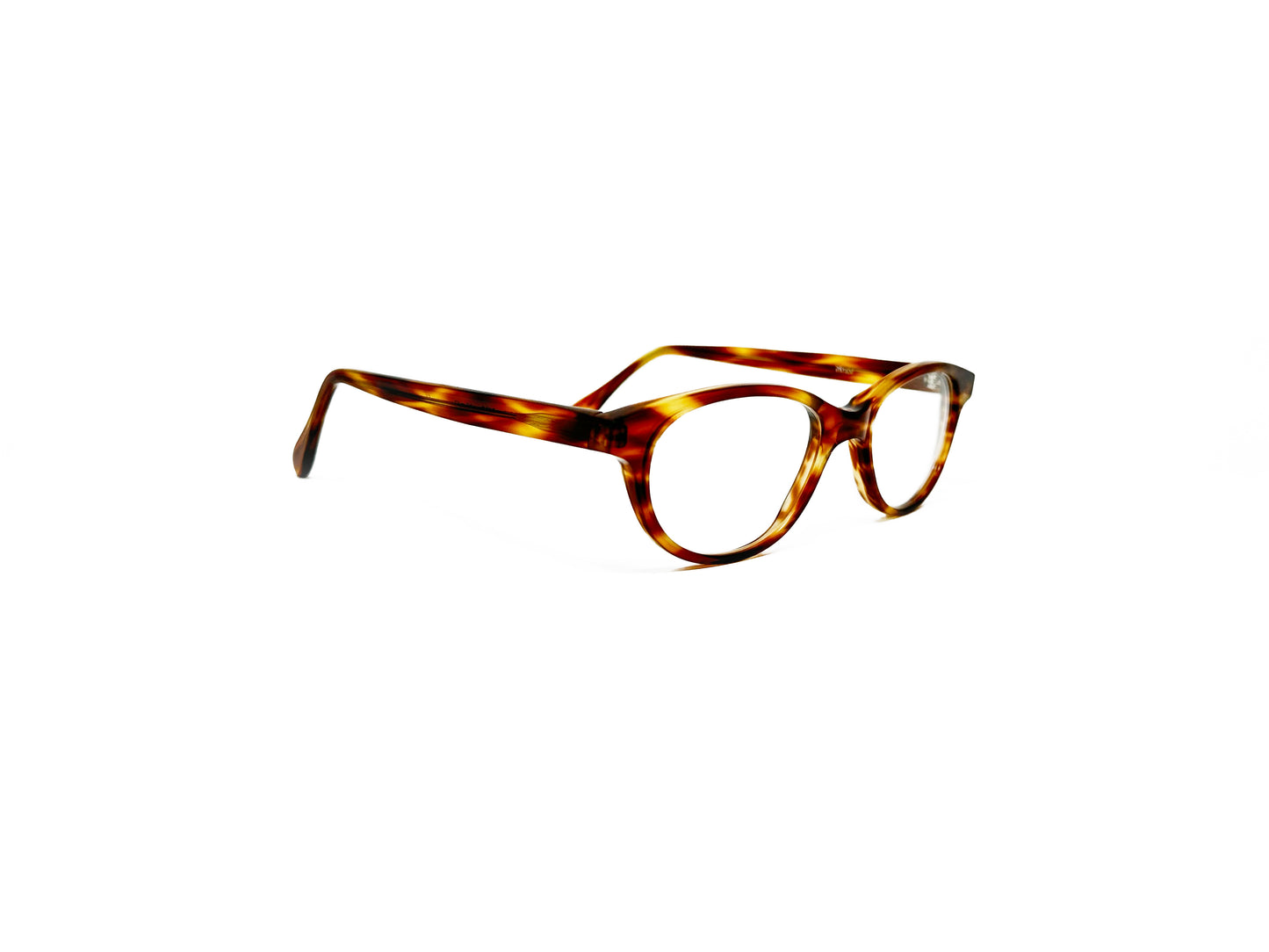 Viktlos slightly angular, oval, acetate optical frame. Model: 2810. Color: 2106 tortoise. Side view.