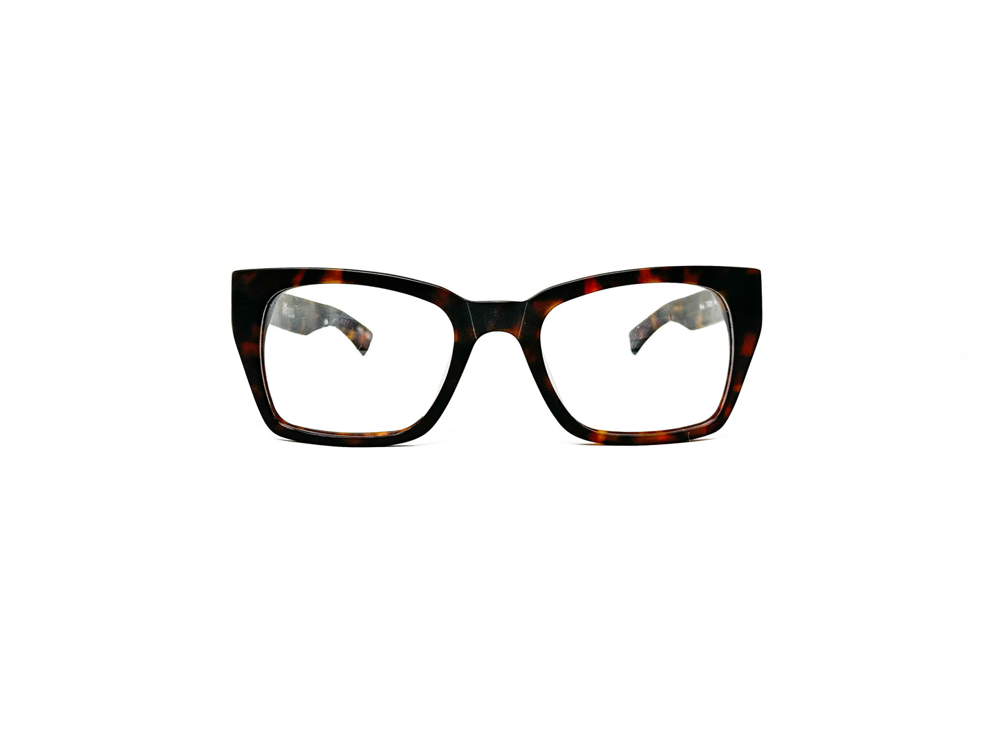 Nova upward angled, square, acetate optical frame. Model: Nova. Color: C103 - Dark Tortoise. Front view.