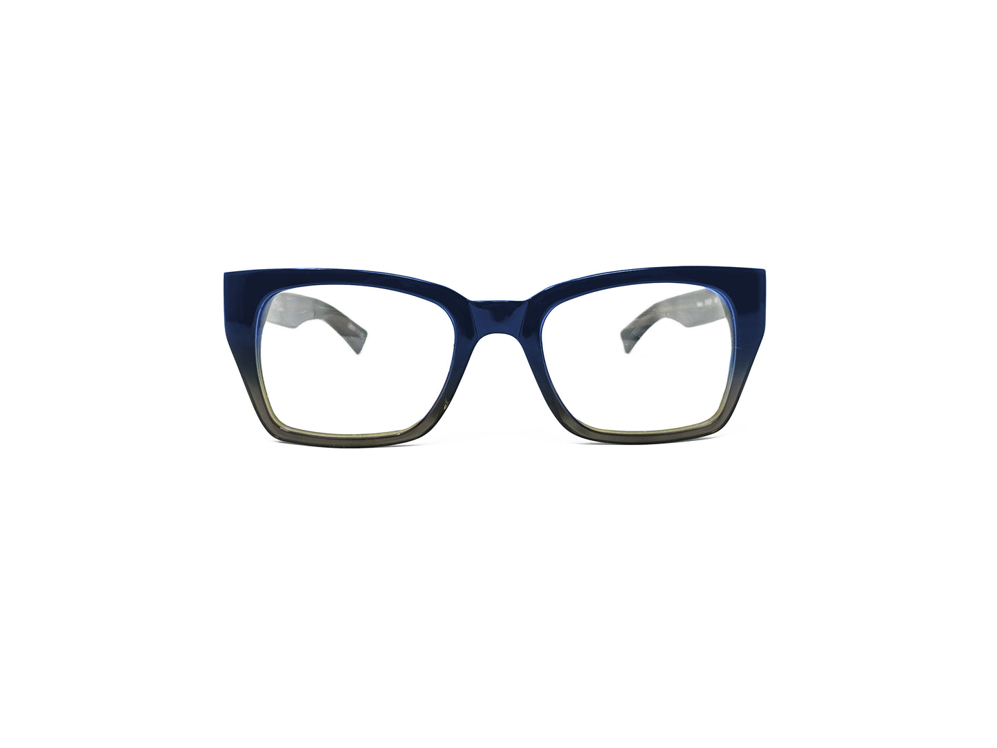 Nova upward angled, square, acetate optical frame. Model: Nova. Color: C106 - Dark Blue to Grey gradient. Front view.