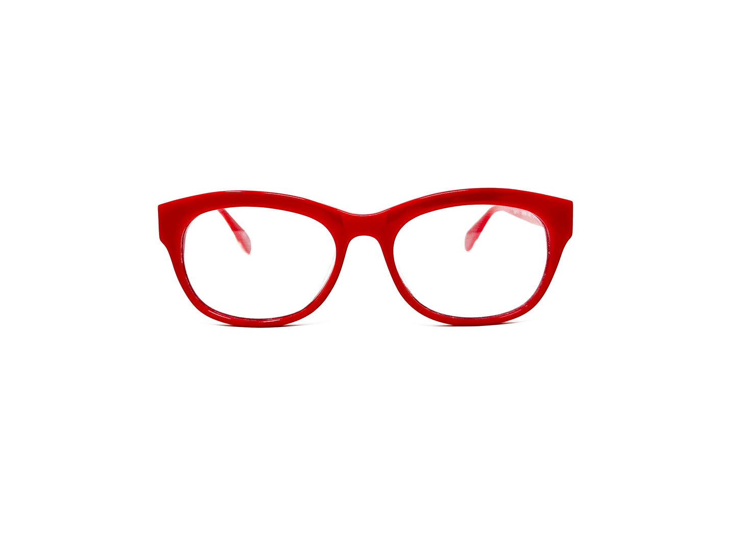 Viktlos curved wayfarer style optical frame. Model: Spirit. Color: C104 - red. Front view.