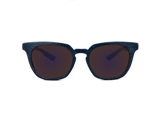 Zeal Optics tall, wayfarer style, polarized sunglass with keyhole bridge. Model: Calistoga. Color: 12027 - Navy blue with white speckles. Front view.