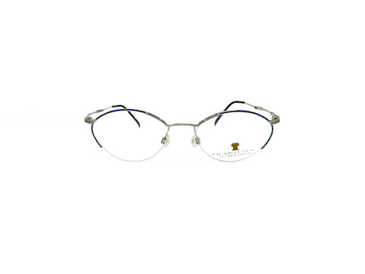 Neostyle oval, half-rim optical frame. Model: Office 523. Color: 467 Silver. Front view. 