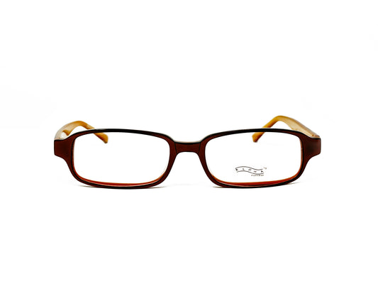 Alpha rounded-rectangular, acetate, optical frame. Model: 0328. Color: Brown C64 - Brown with cream insides. Front view. 