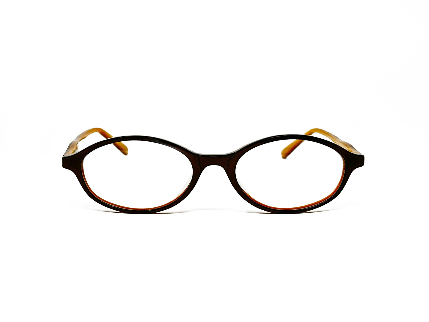Alpha oval, acetate, optical frame. Model: 0338. Color: Brown C64 - Brown with cream inside. Front view. 