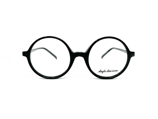 Anglo American Optical round, acetate optical frame. Model: 116. Color: BLK - Black. Front view. 
