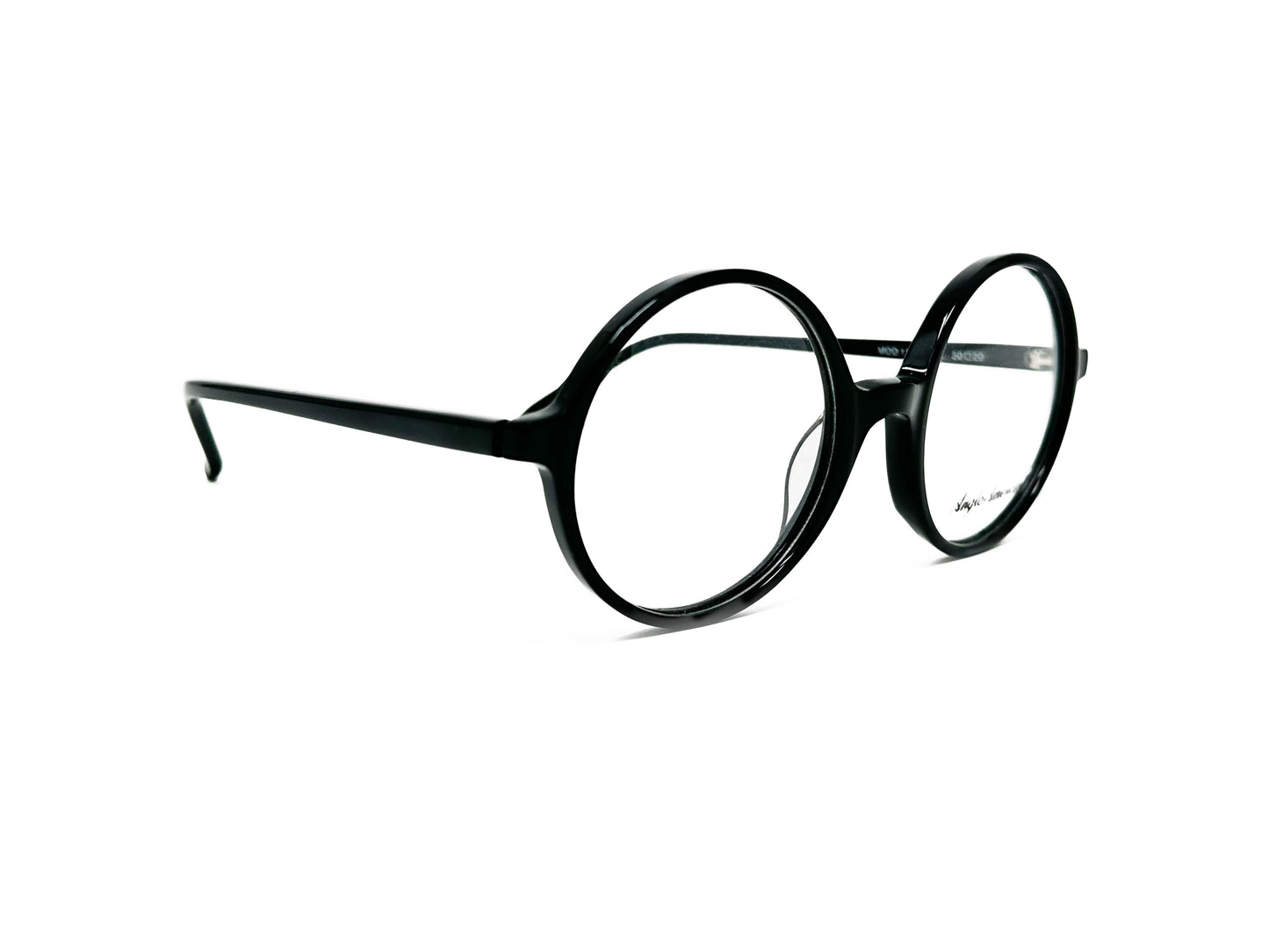 Anglo American Optical round, acetate optical frame. Model: 116. Color: BLK - Black. Side view.