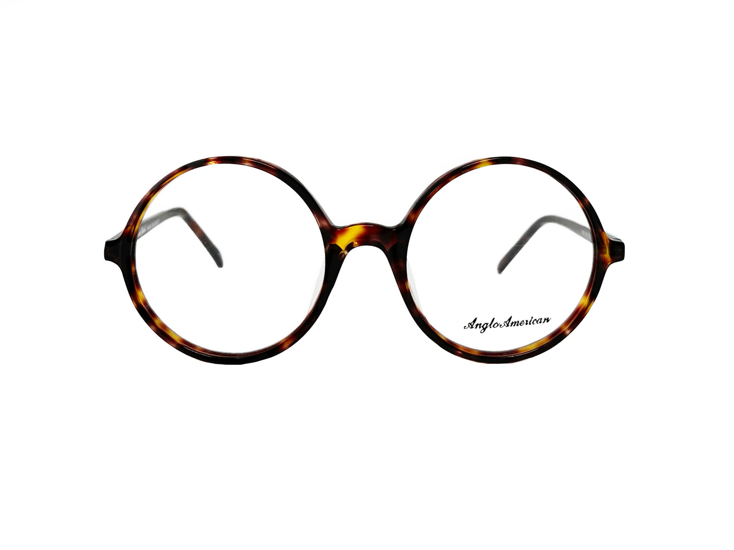 Anglo American Optical round, acetate optical frame. Model: 116. Color: TO - Tortoise. Front view.