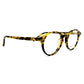 Anglo American Optical round acetate frame. Model: 406. Color: JH - Yellow tortoise. Side view.