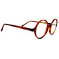 Anglo American Optical round acetate optical frame with angled corners below nose bridge. Model: Angled Round. Color: Tort - Brown tortoise. Side view.