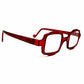 Aptica square reading glass with half-circle shape on top and bottom . Model: Hive. Color: Royal Red - Semi-transparent. Side view.