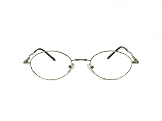 Aracdia oval metal optical frame with textured bridge. Model: 0726. Color: SIL - Silver metal. Front view. 