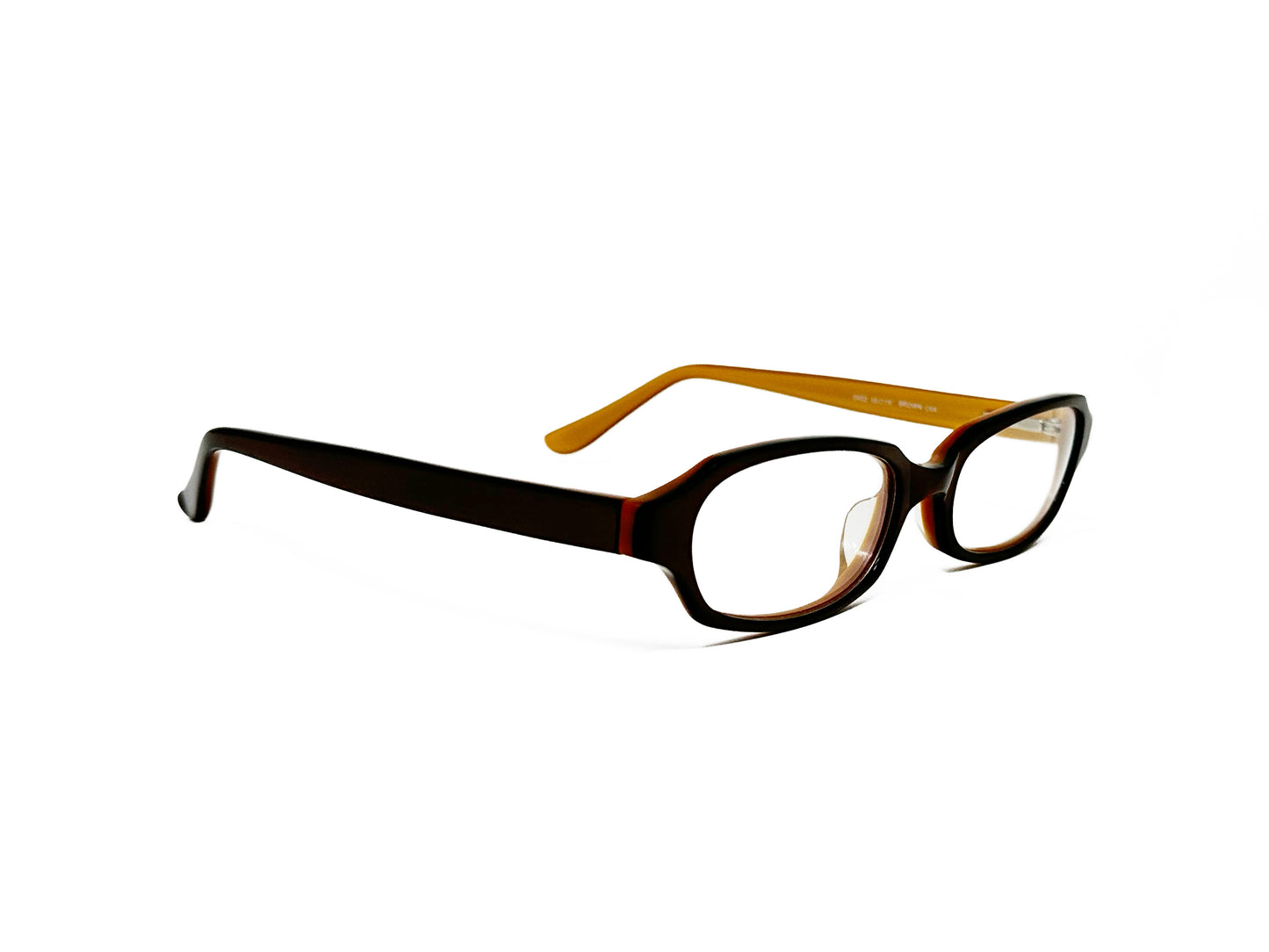 Bela Vista rouned-rectangular, acetate, optical frame. Model: 0402. Color: Brown C64. Side view.