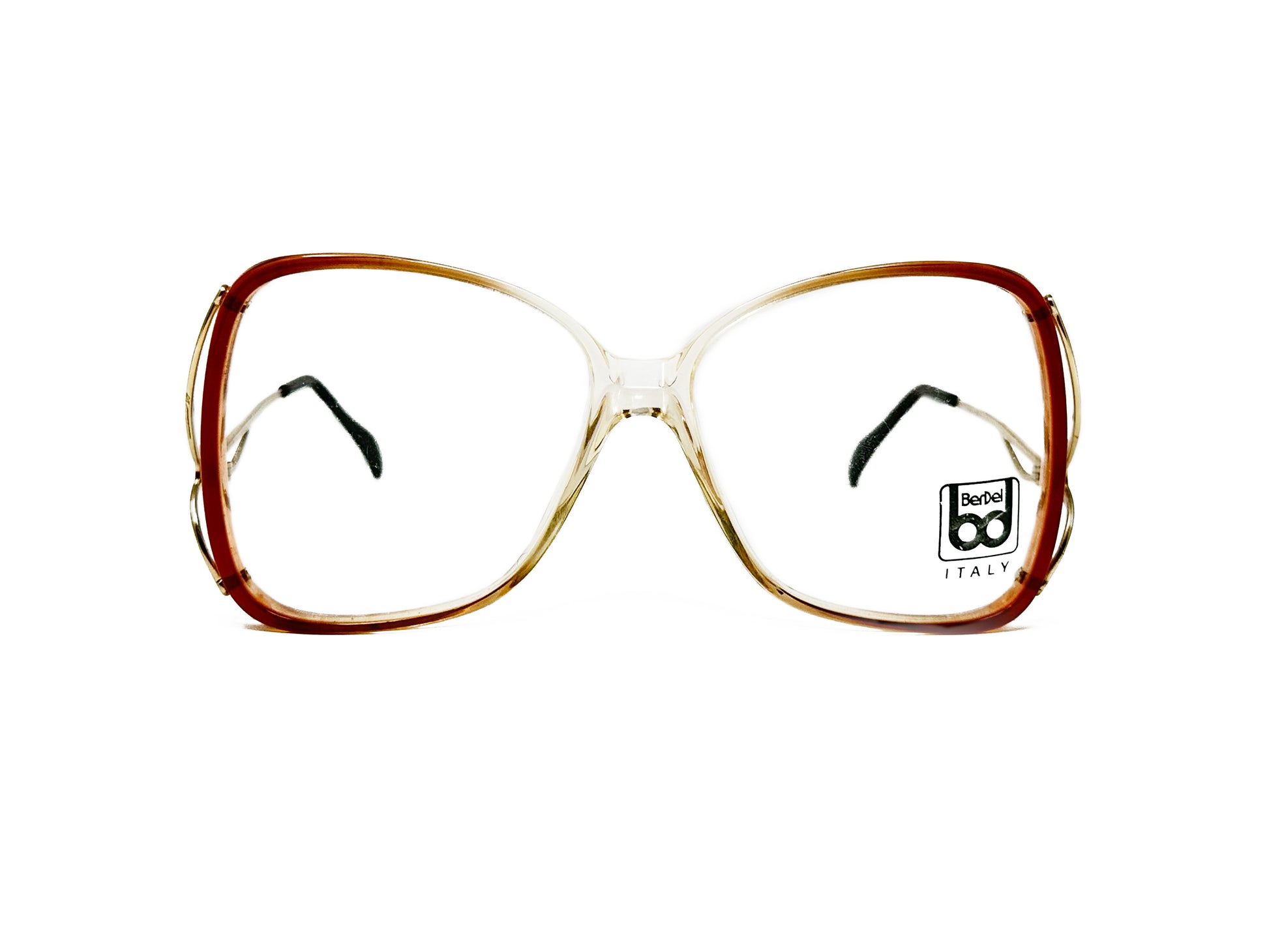 Berdel acetate, butterfly, optical frame. Model: 4079. Color: 076 - Transparent center to brown gradient. Front view. 