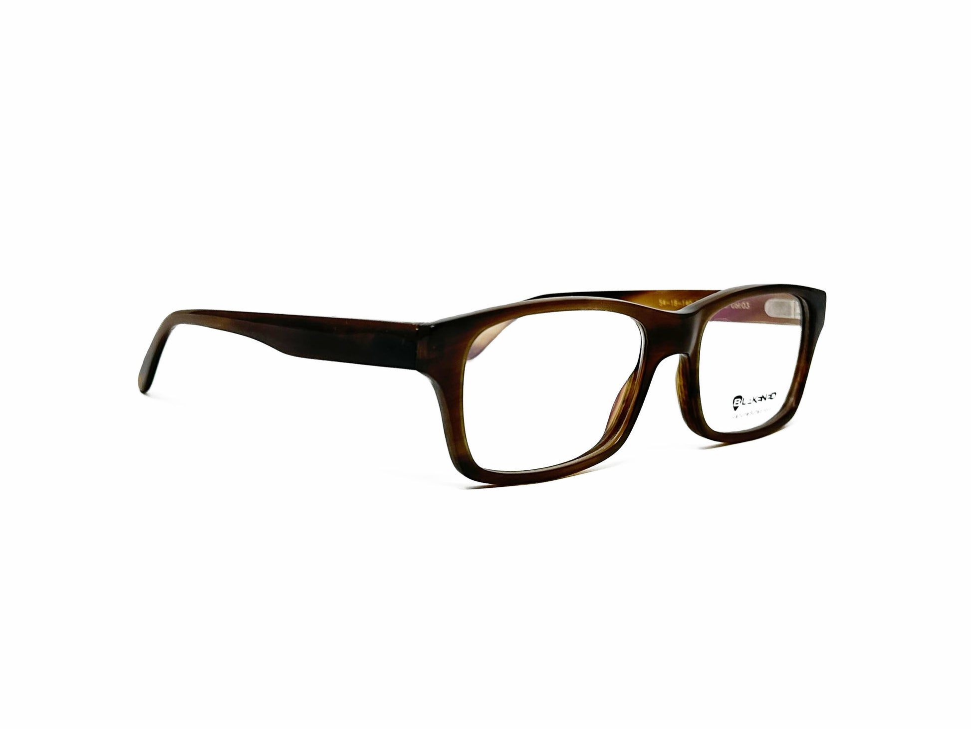 Blakened genuine buffalo horn optical frame. Model: DBH-1005. Color: 03 Dark brown. Side view.