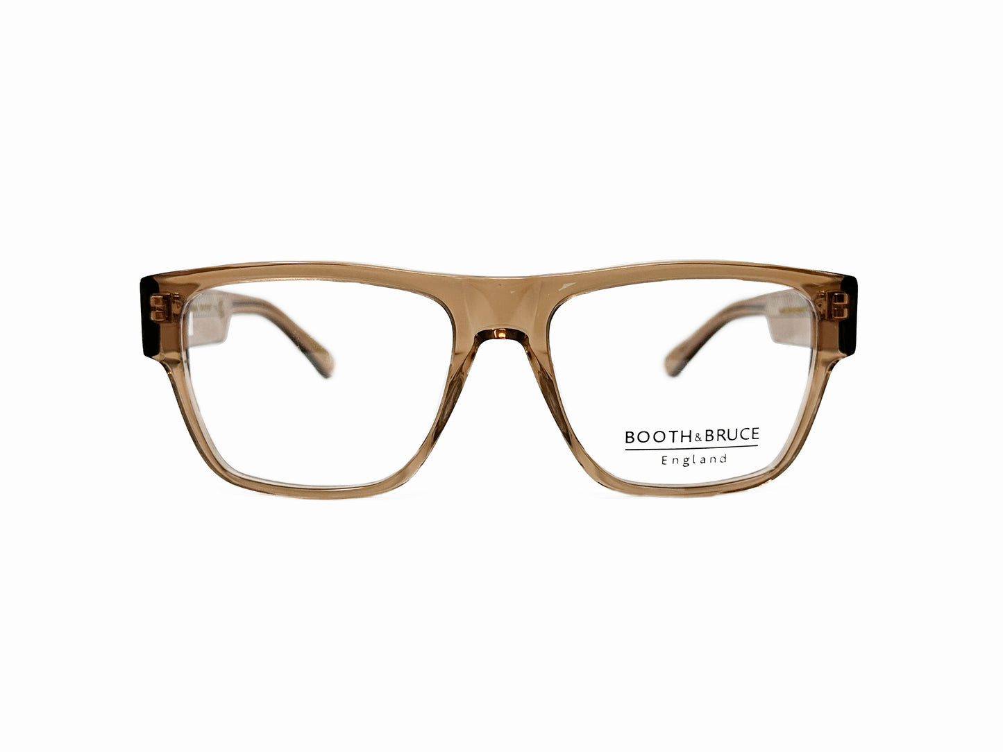 Booth & Bruce rectangular acetate optical frame with raised bridge. Model: BB2207. Color: Marmalade - Semi-transparent brown. Front view. 