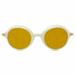 Christian Roth round acetate sunglass. Model: Having a Ball. Color: IVR - Ivory with yellow lenses. Front view. 