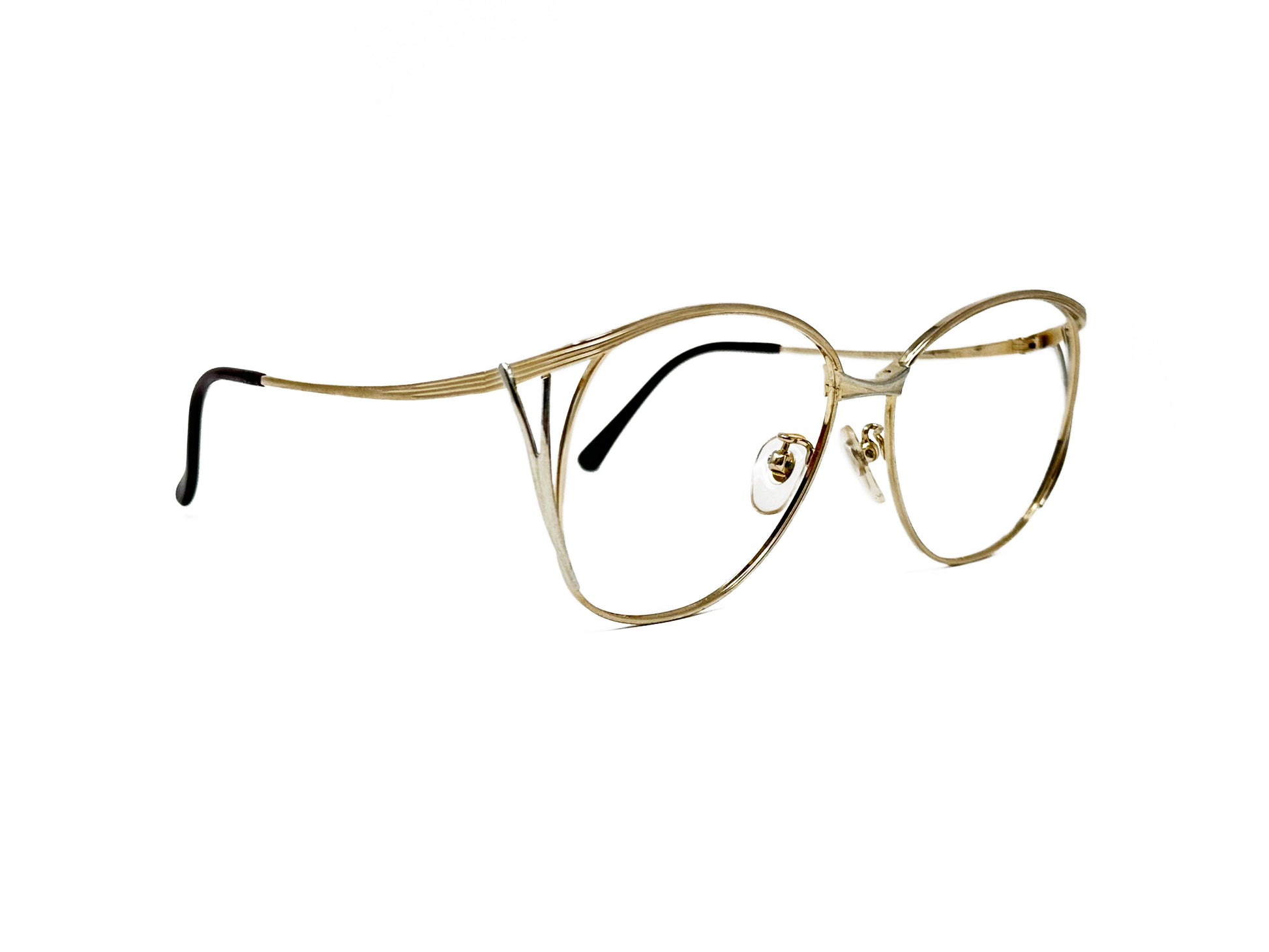 Citizen rounded-butterfly, metal, optical frame. Model: Claire. Color: 1048 - Gold. Side view.