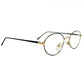 Coast thin, oval, optical frame. Model: 414. Color: Black with gold metal accents. Side view.