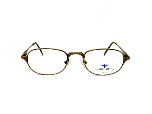 Dakota Smith rounded-rectangular, metal, optical frame. Model: 1433. Color: Aztec Antique Gold. Front view. 