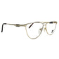 Derri rounded-triangular, metal, optical frame. Model: 9702. Color: G-W - White gold. Side view.