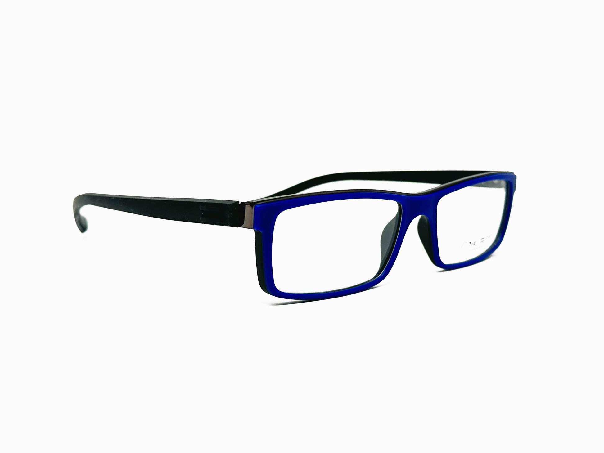 Dilem rectangular optical frame. Model: 1FF353. Color: Navy. Side view.