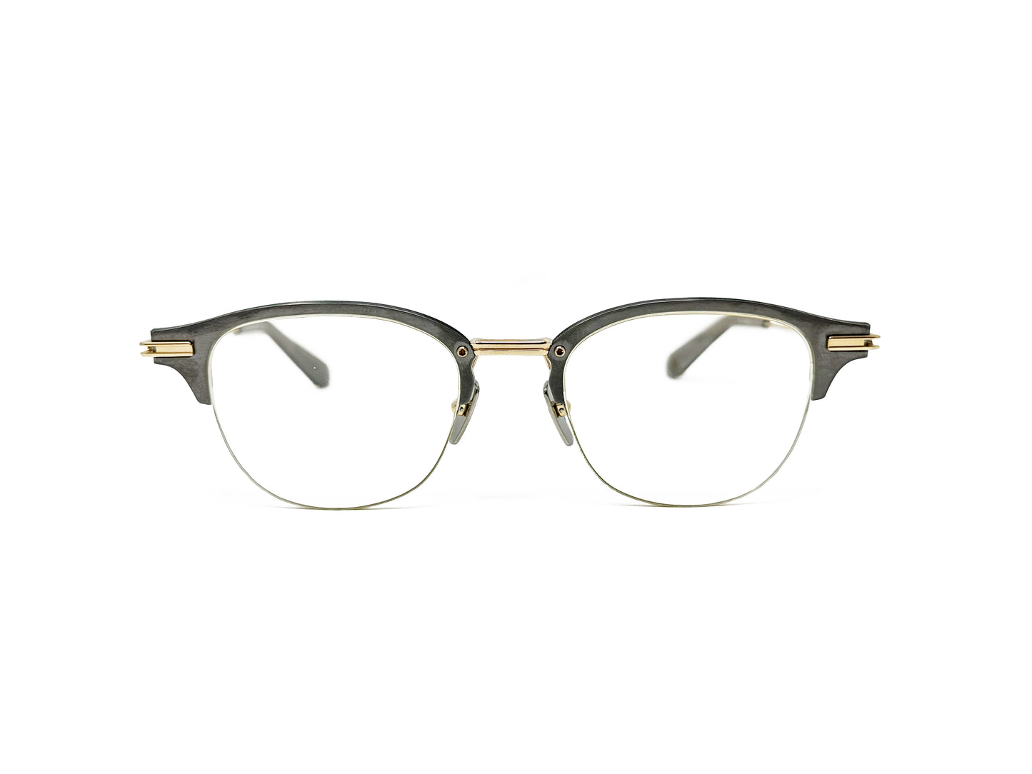 Dita Eyewear half-rim, clubmaster-style, metal, optical frame. Model: Iambic. Color: 02 - Antique Silver. Front view. 