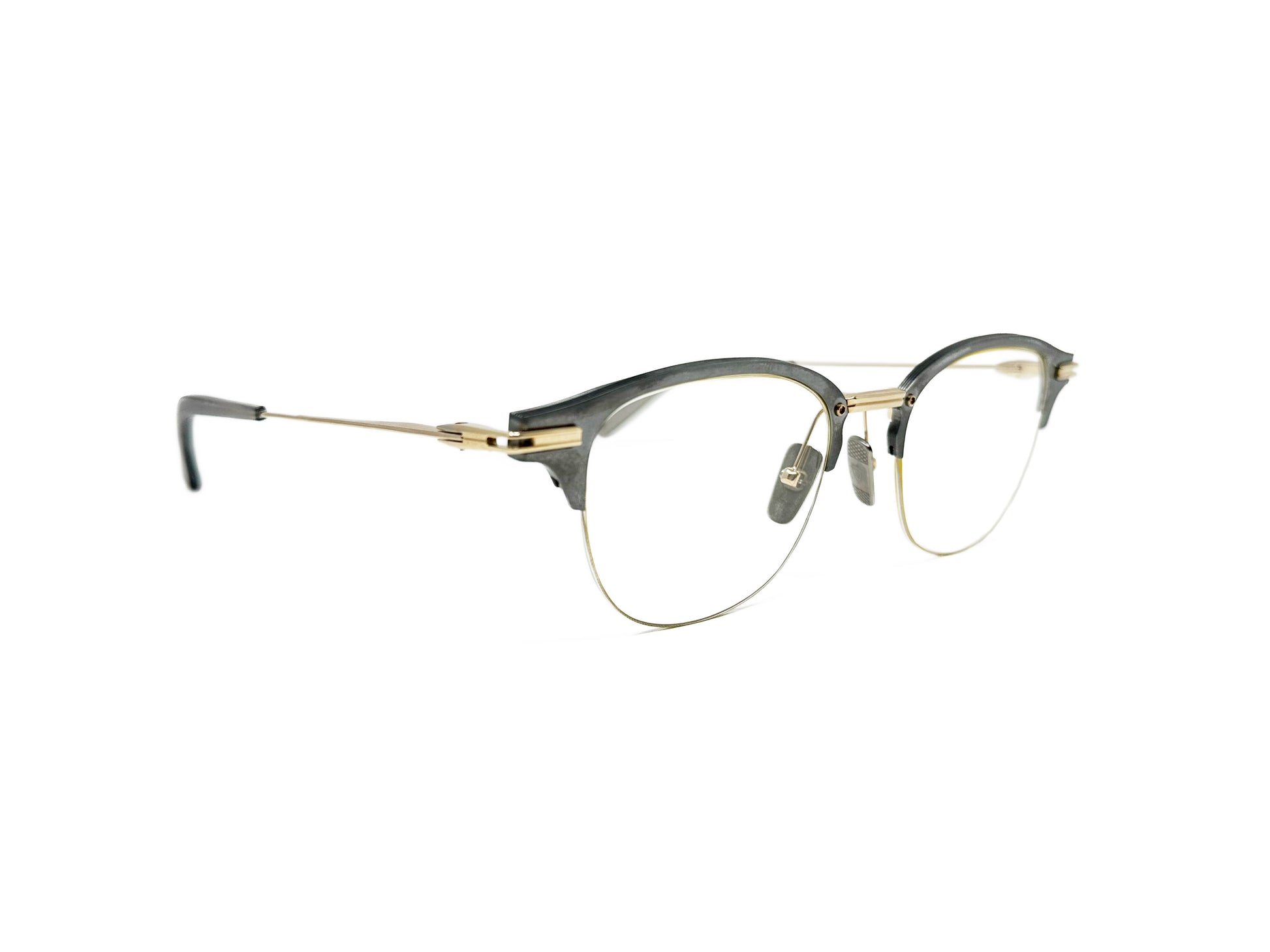 Dita Eyewear half-rim, clubmaster-style, metal, optical frame. Model: Iambic. Color: 02 - Antique Silver. Side view.
