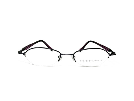 Elegance rectangular optical frame. Purple rimlon. Front view.