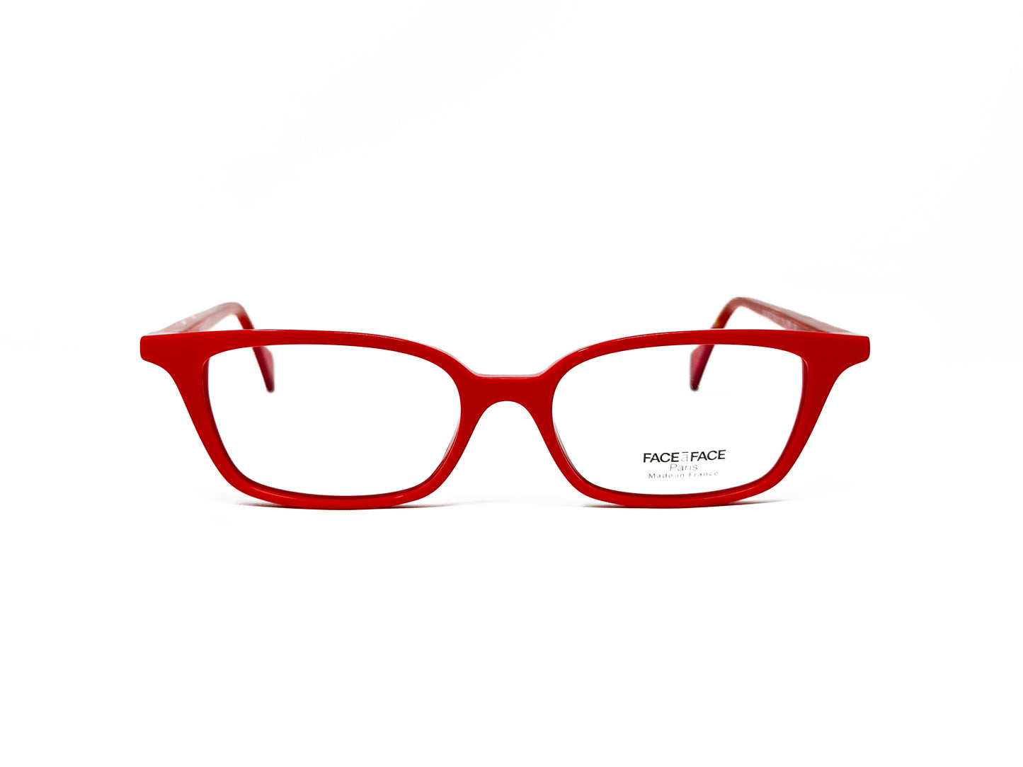 Face a Face rectangular acetate optical frame. Model: Chloe 2 .Color: 2008 - Red. Front view. 