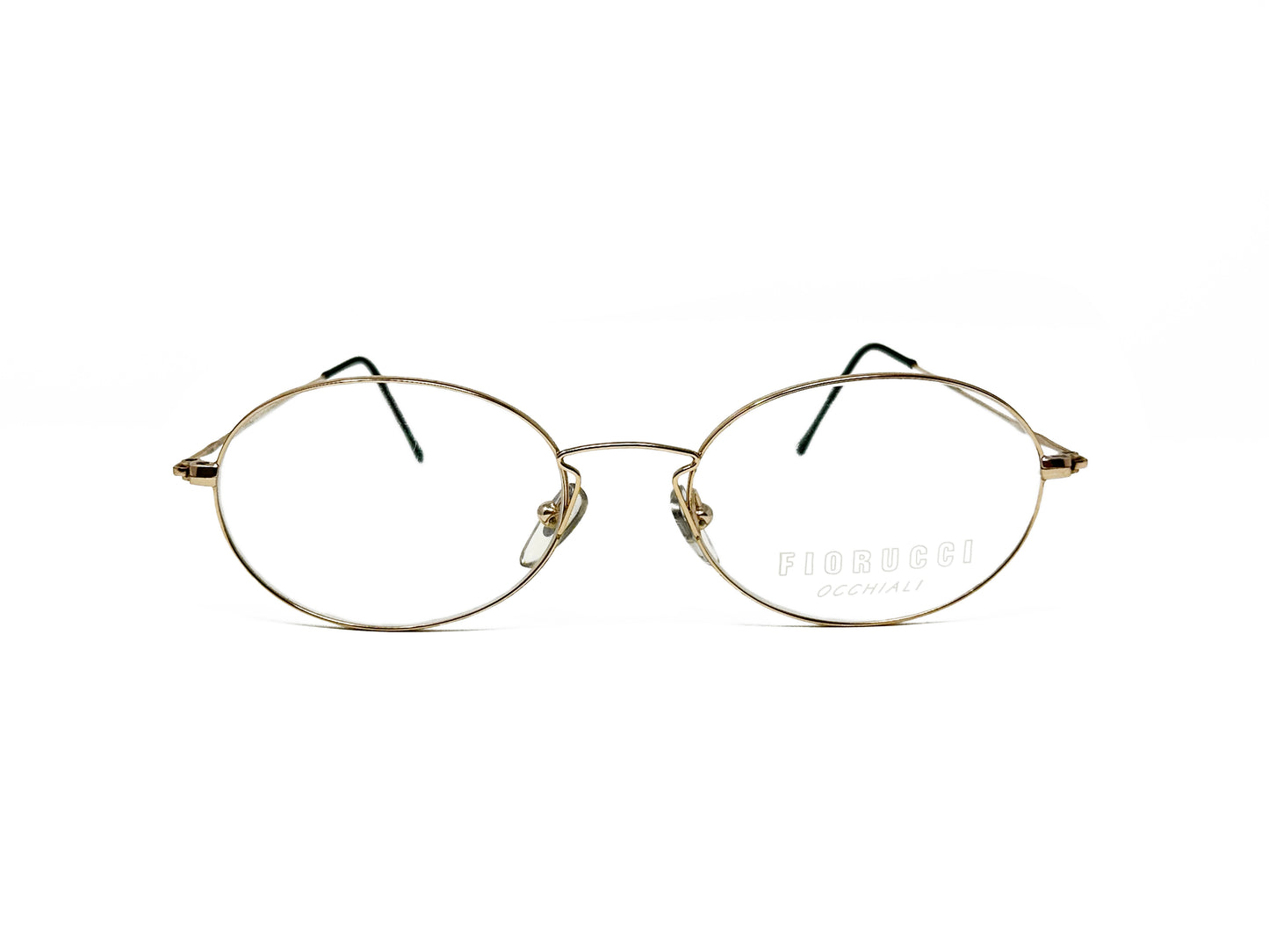 Fiorucci Occhiali oval, metal optical frame. Model: M24. Color: 1 - White gold. Front view. 