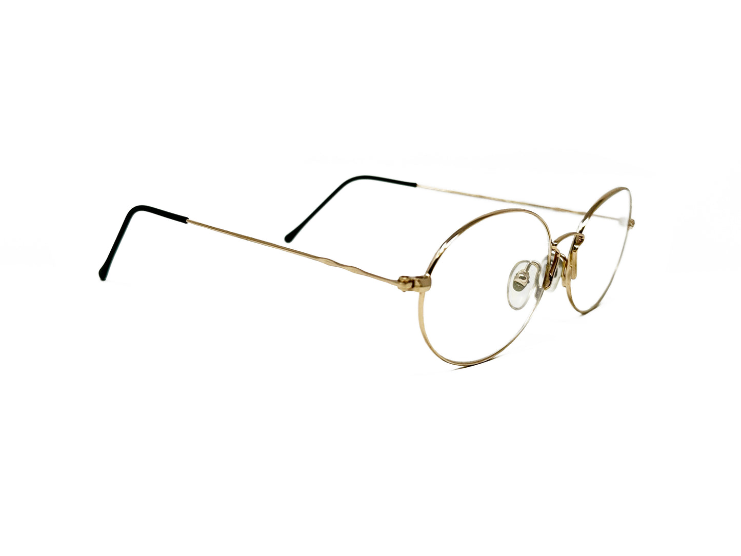 Fiorucci Occhiali oval, metal optical frame. Model: M24. Color: 1 - White gold. Side view.