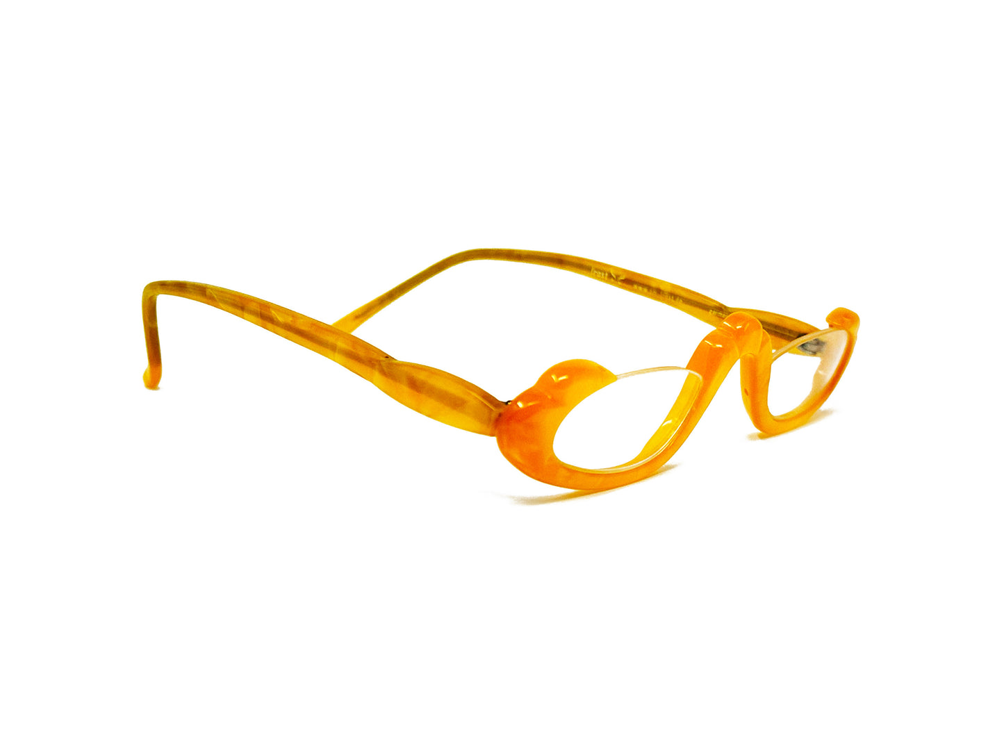 Frost half-rim optical frame. Model: Angel. Color: Yellow. Sideview.