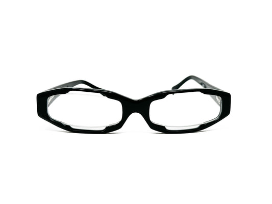 Frost rectangular with oval curves and cut-outs on top and bottom. Model: First Aid. Color: 01 - Black. Front view. 