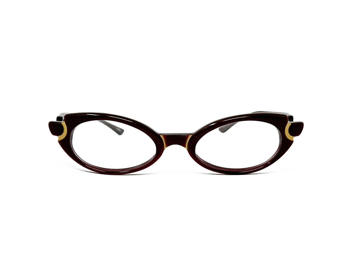 Frost rectangular cat-eye optical frame. Model: Koi. Color: 48 Dark brown. Front View.