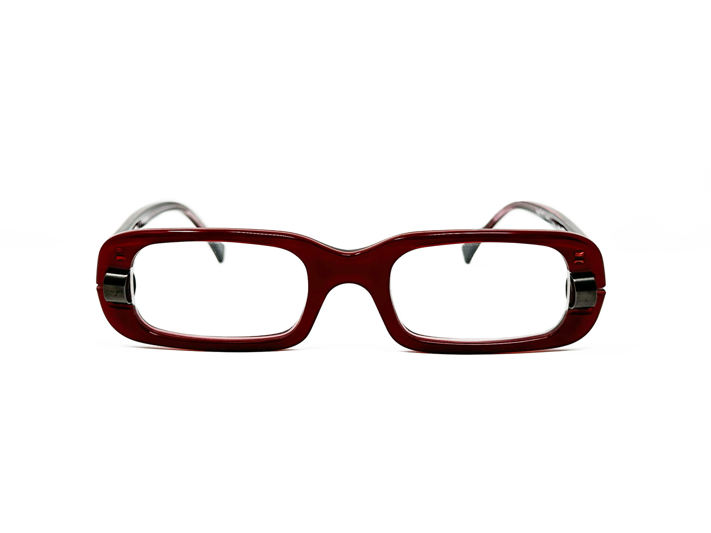 Frost bubble-rectangular, acetate, optical frames. Model: Ring. Color: C177 - Dark Red. Front view.