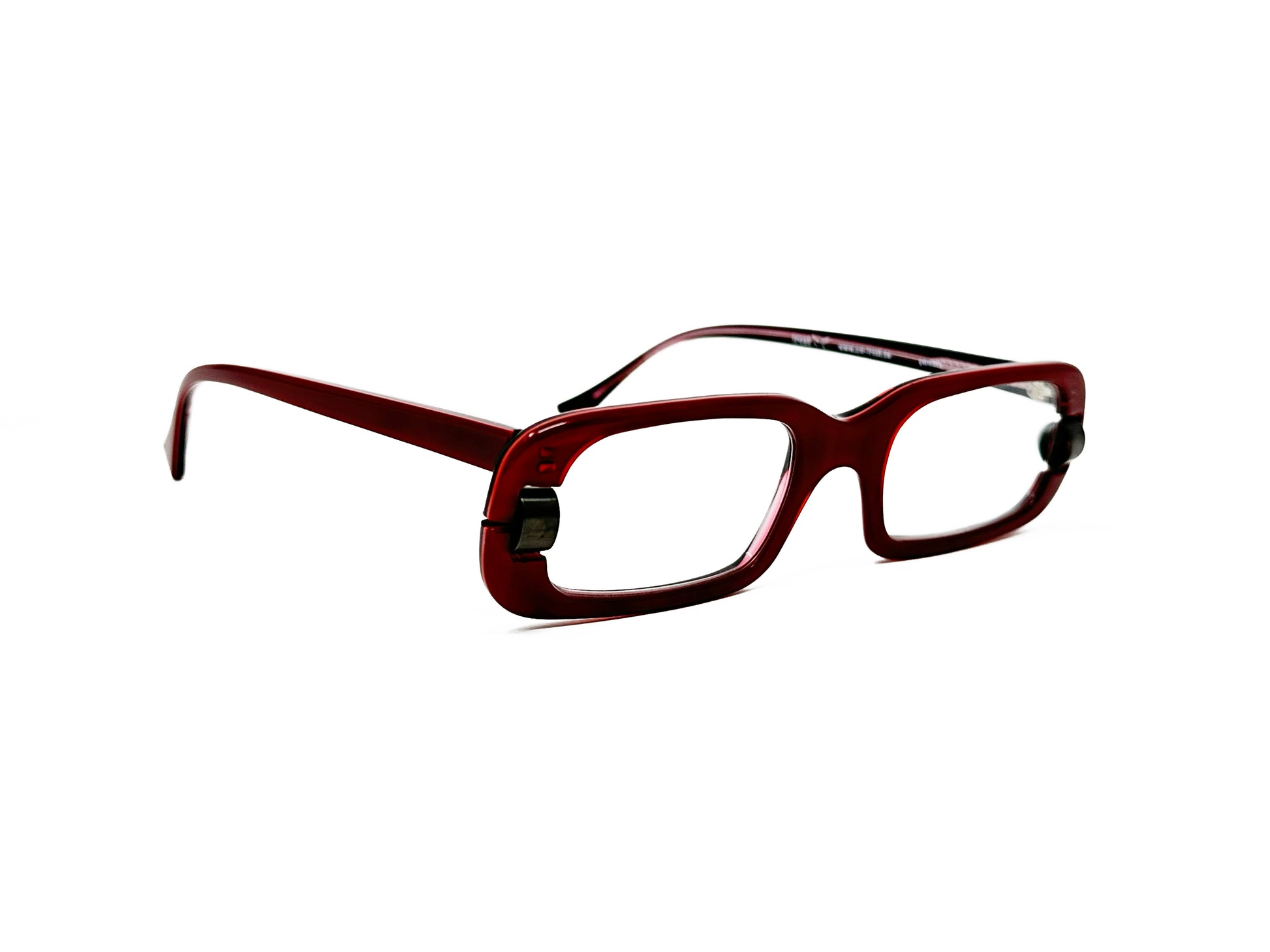 Frost bubble-rectangular, acetate, optical frames. Model: Ring. Color: C177 - Dark Red. Side view.