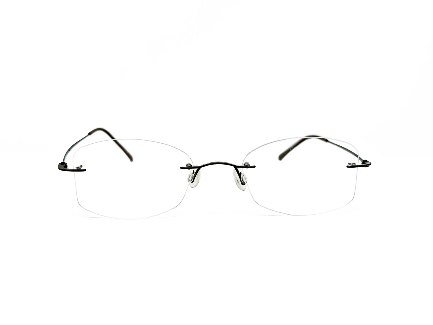 K-Flex thin metal rimless optical frame. Model: 0656. Color: M/Brown. Front view. 