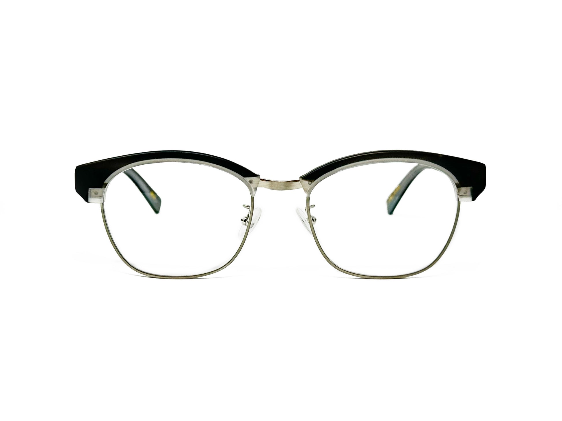 Kala Eyewear half-rim optical frame. Model: Armstrong. Color: MGH dark grey. Front view.