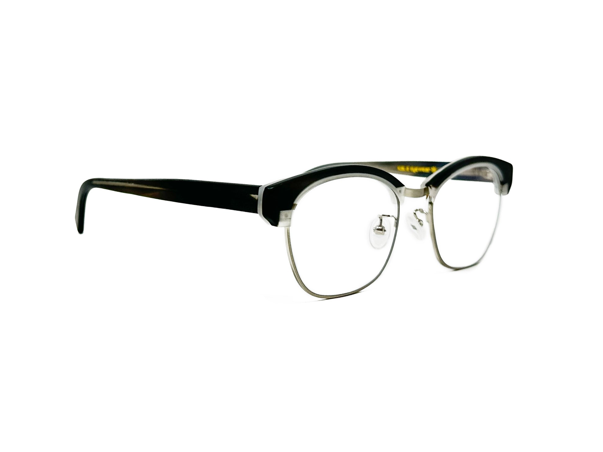 Kala Eyewear half-rim optical frame. Model: Armstrong. Color: MGH dark grey. Side view.