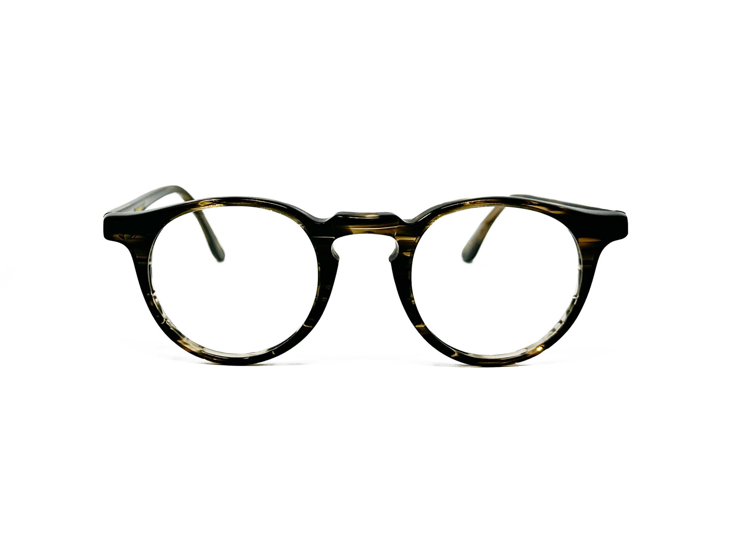 Kala Eyewear round acetate optical frame. Model: Harry. Color: BMK. Front view.