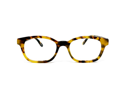 Kala Eyewear rectangular acetate optical frame. Model: Morgan. Color: TOK - Yellow-brown tortoise. Front view.