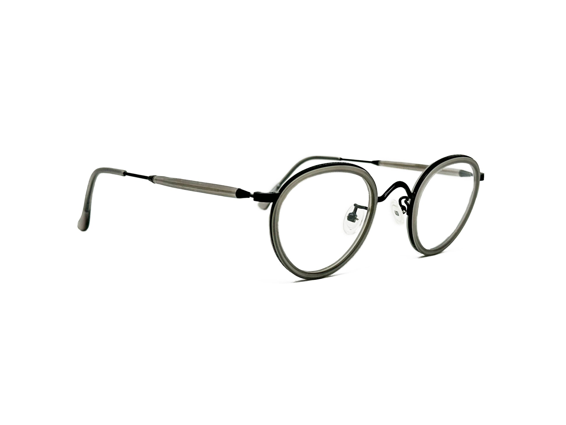 Kala Eyewear round metal optical frame. Model: William. Color: MBK black. Side view.