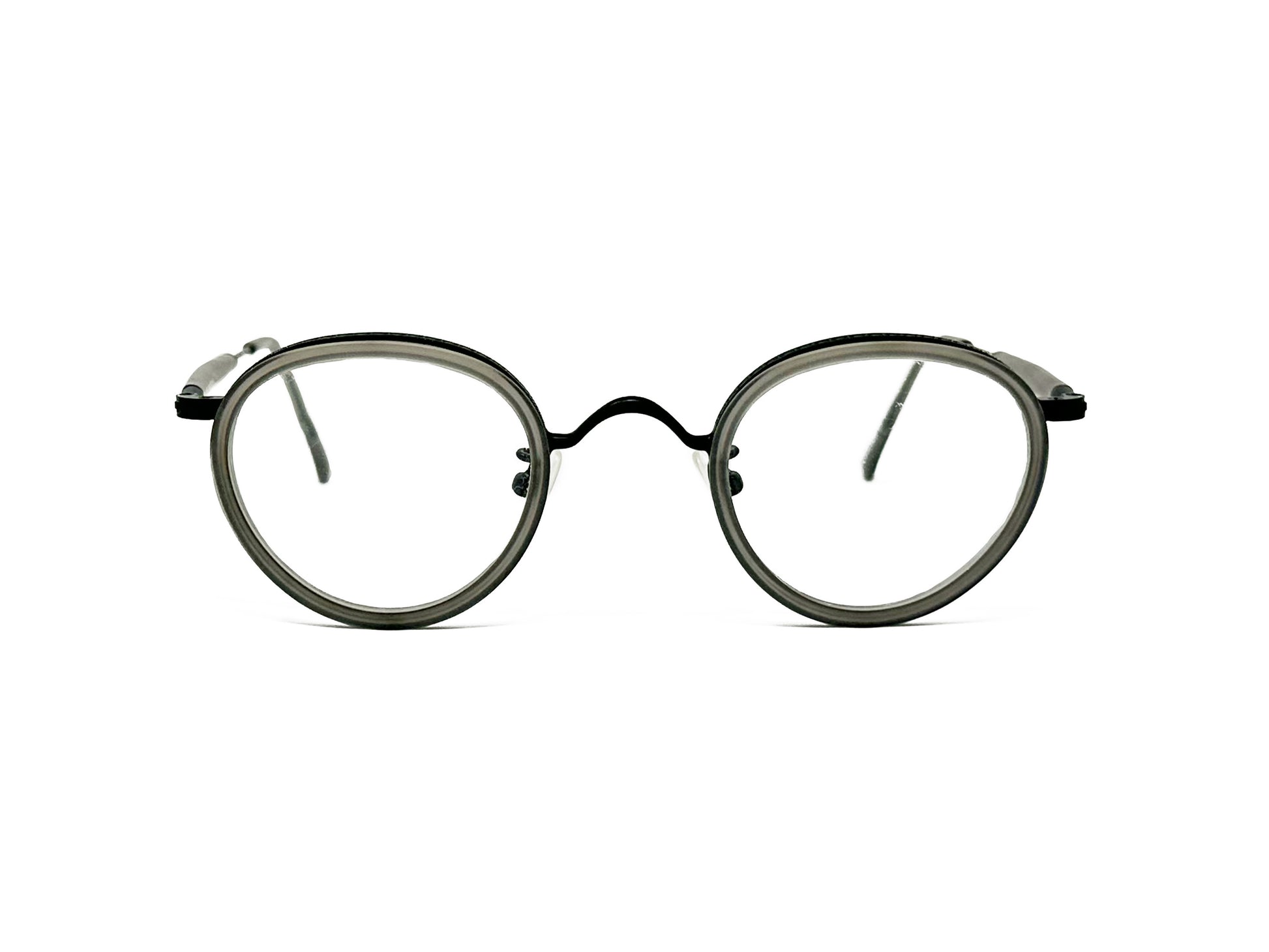 Kala Eyewear round metal optical frame. Model: William. Color: MBK black. Front view.